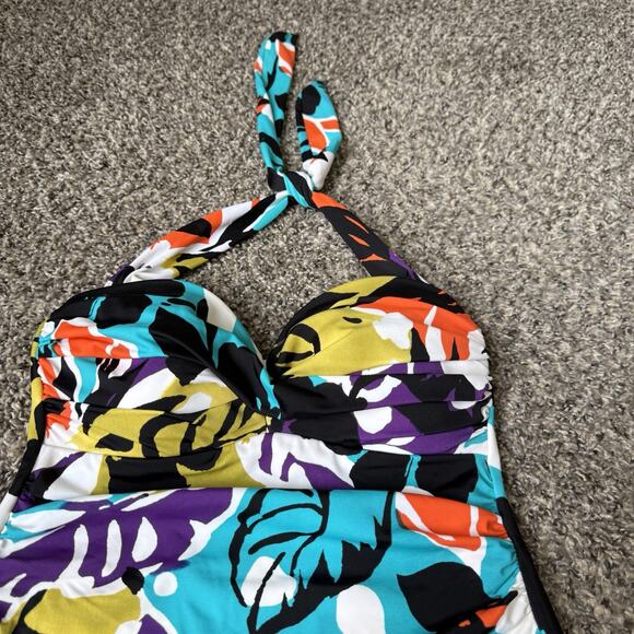 MiracleSuit Barcelona Multi Halter Floral Sweetheart Tankini Swimsuit Top Size 8 - Picture 3 of 6